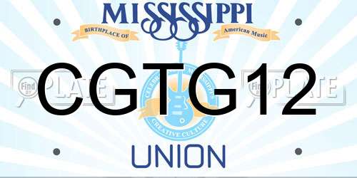 CGTG12 Mississippi License Plate