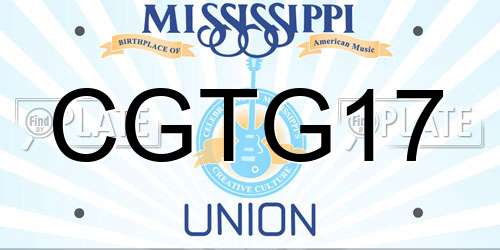 CGTG17 Mississippi License Plate