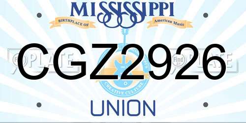 CGZ2926 Mississippi License Plate