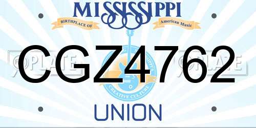 CGZ4762 Mississippi License Plate