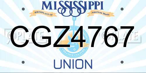 CGZ4767 Mississippi License Plate