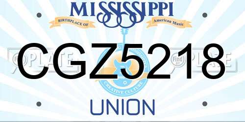 CGZ5218 Mississippi License Plate