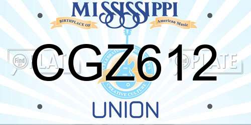 CGZ612 Mississippi License Plate