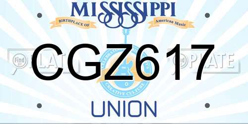 CGZ617 Mississippi License Plate