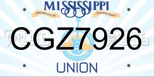 CGZ7926 Mississippi License Plate