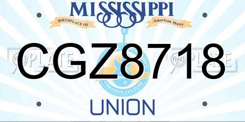 CGZ8718 Mississippi License Plate