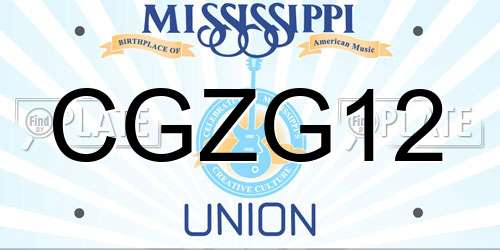 CGZG12 Mississippi License Plate