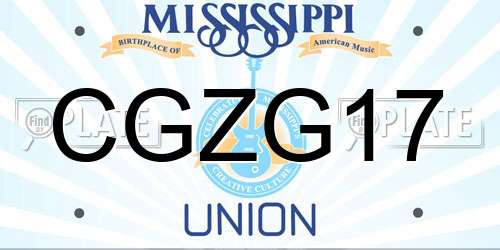 CGZG17 Mississippi License Plate