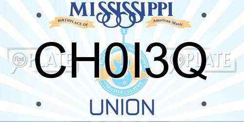 CH0I3Q Mississippi License Plate