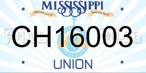 CH16003 Mississippi License Plate
