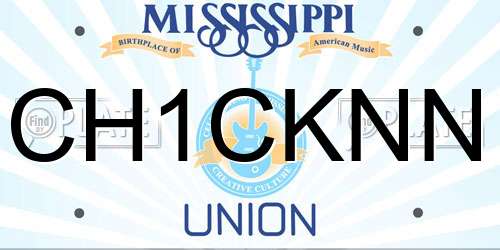 CH1CKNN Mississippi License Plate