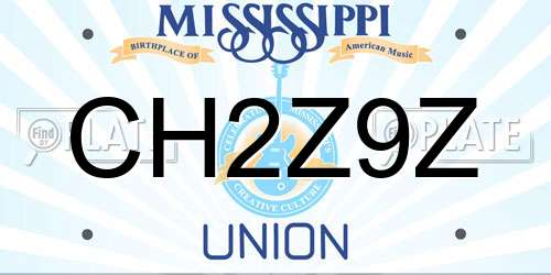 CH2Z9Z Mississippi License Plate