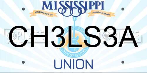 CH3LS3A Mississippi License Plate