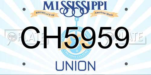 CH5959 Mississippi License Plate