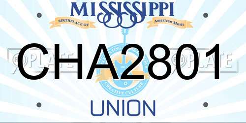 CHA2801 Mississippi License Plate