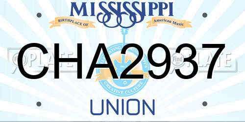 CHA2937 Mississippi License Plate
