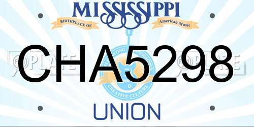 CHA5298 Mississippi License Plate