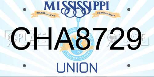 CHA8729 Mississippi License Plate