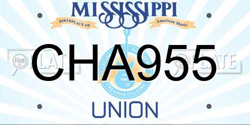CHA955 Mississippi License Plate