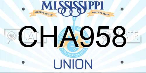 CHA958 Mississippi License Plate