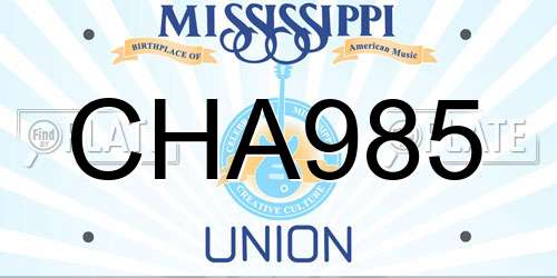 CHA985 Mississippi License Plate
