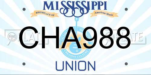 CHA988 Mississippi License Plate