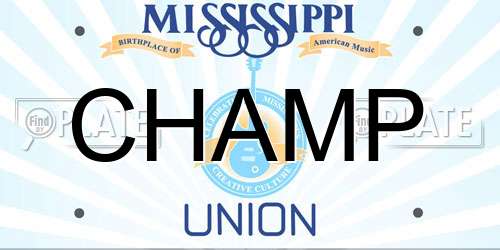 CHAMP Mississippi License Plate