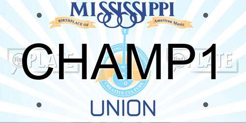 CHAMP1 Mississippi License Plate