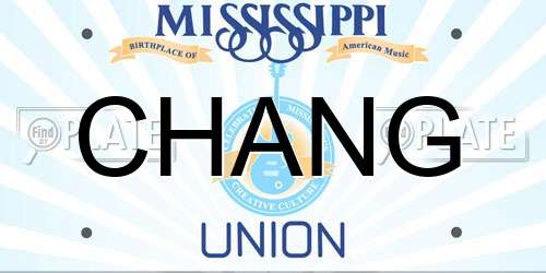 CHANG Mississippi License Plate