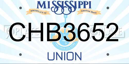 CHB3652 Mississippi License Plate