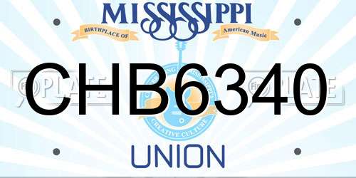 CHB6340 Mississippi License Plate