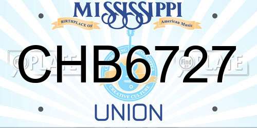CHB6727 Mississippi License Plate