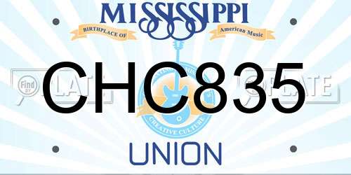 CHC835 Mississippi License Plate