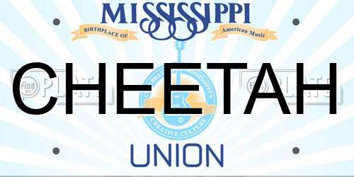 CHEETAH Mississippi License Plate