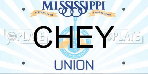 CHEY Mississippi License Plate