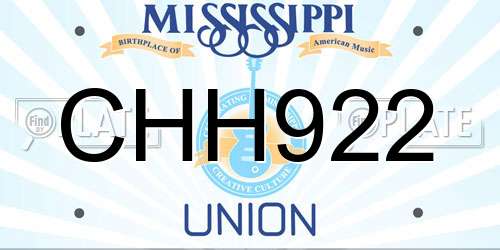 CHH922 Mississippi License Plate