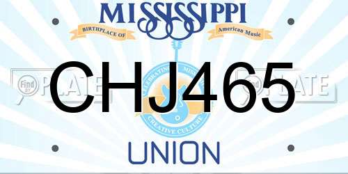CHJ465 Mississippi License Plate