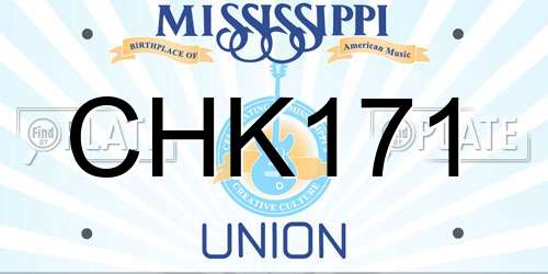 CHK171 Mississippi License Plate