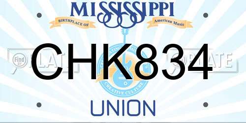 CHK834 Mississippi License Plate