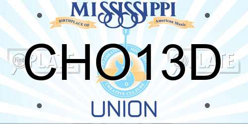 CHO13D Mississippi License Plate