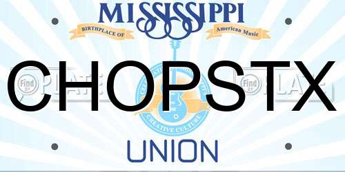 CHOPSTX Mississippi License Plate