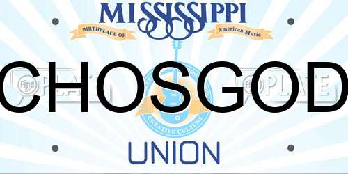 CHOSGOD Mississippi License Plate
