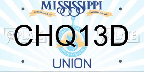 CHQ13D Mississippi License Plate