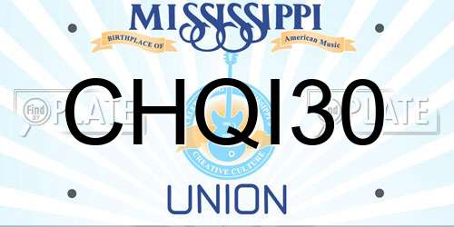 CHQI30 Mississippi License Plate