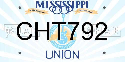 CHT792 Mississippi License Plate