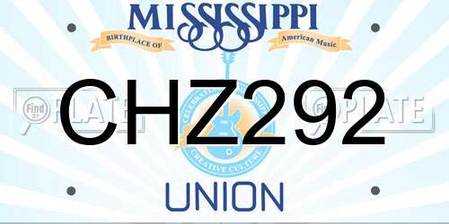 CHZ292 Mississippi License Plate