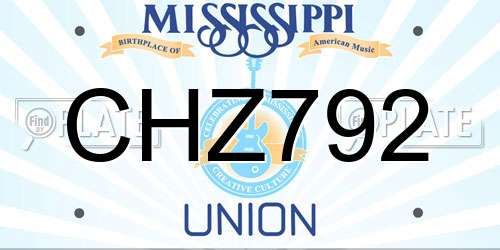 CHZ792 Mississippi License Plate