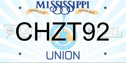 CHZT92 Mississippi License Plate
