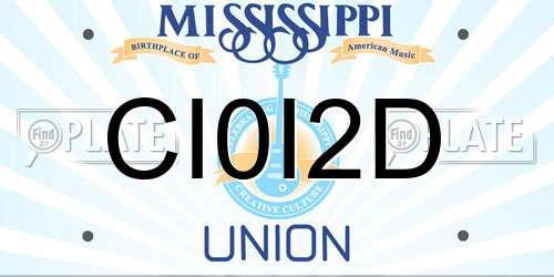CI0I2D Mississippi License Plate