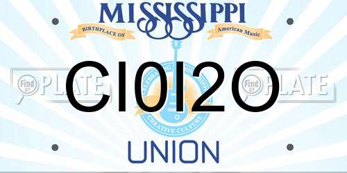 CI0I2O Mississippi License Plate
